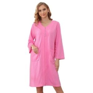 Women's Half Sleeve Zip Front Lightweight Knee Length Robe - Size XL - NWT